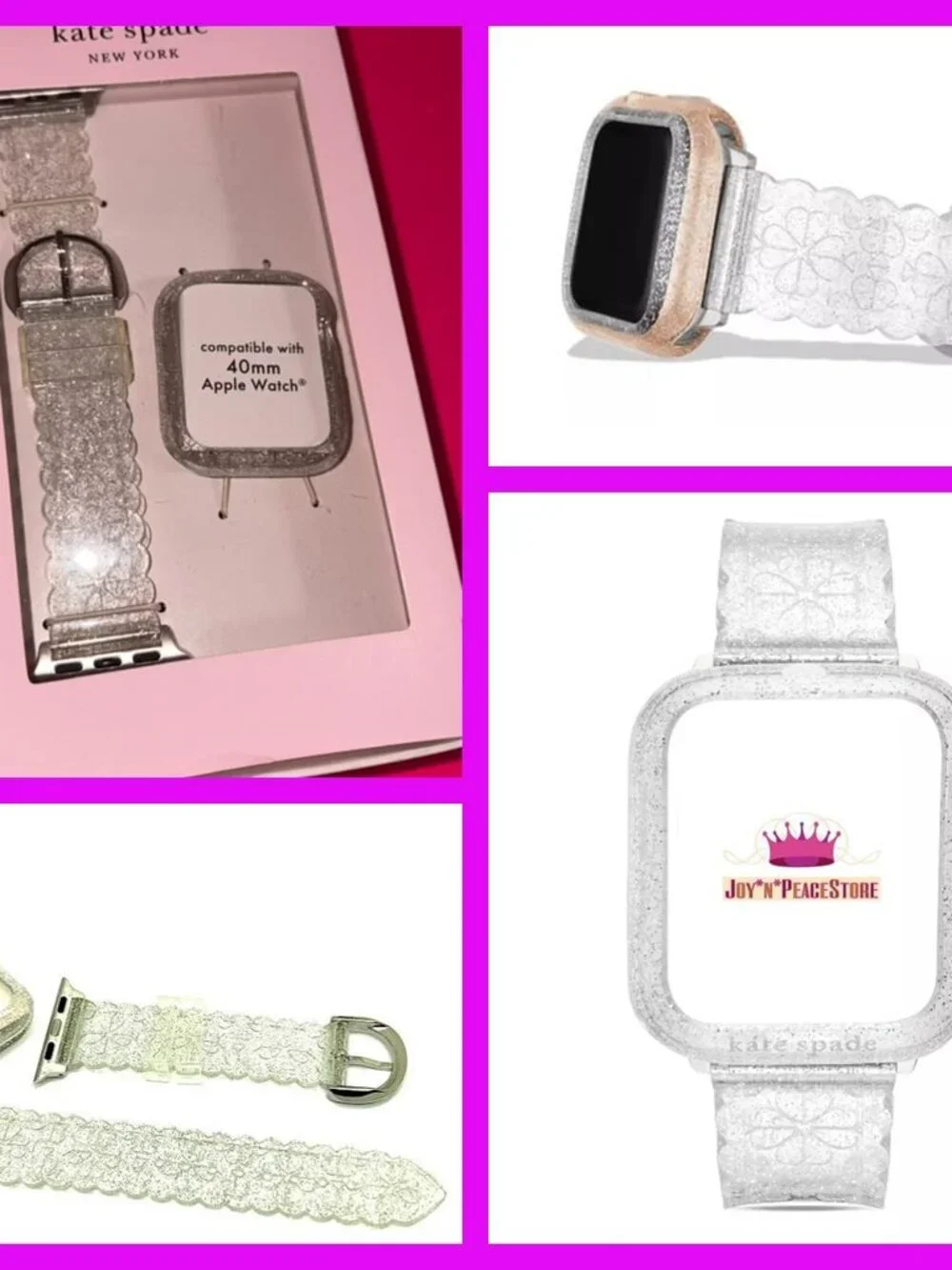 Kate Spade Silver Giltter Jelly 38-40m Case and Apple Watch Strap 2-pcs Set
